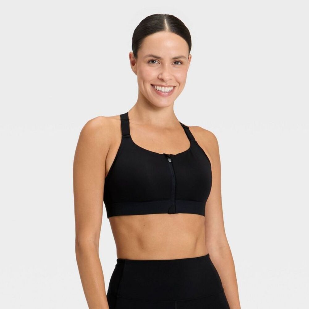 Women's High Support Front Zip Bra - All In Motion Black 38B